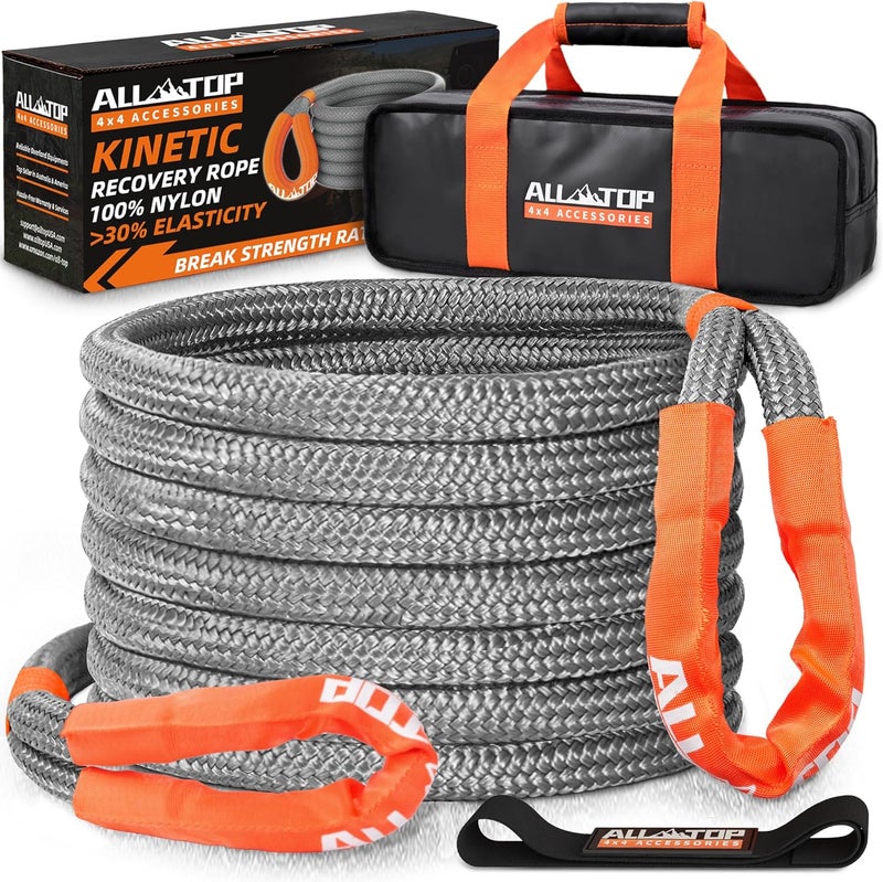 ALL-TOP Kinetic Recovery Rope, 48000Lbs, 1in x 30ft, Heavy Duty 30+% Elasticity, 16000Lbs Work Load Limit for 4x4 Offroad Vehicle - Image 1